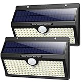 Solarlampen für Außen mit Bewegungsmelder,【2019 Superhelle 138LED-1400Lumen】iPosible Solar Wasserdichte Wandleuchte Solarleuchten für Außen 2500mAh Led Solar Aussenleuchte mit bewegungsmelder-2 Stück