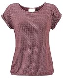 TrendiMax Damen T-Shirt Kurzarm Sommer Shirt mit Allover-Minimal Print Causal Oberteil Bluse Tops, Weinrot, L