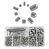 Lemiyoo Cone Point Madenschrauben Set,335 Stück Edelstahl Innensechskantschrauben Gemischtes Sortiment (M3/M4/M5/M6/M8) für Türgriffe,Gewindehähne,Gardinenstange (Silver, cone point)