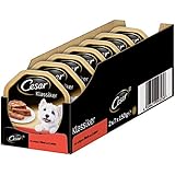 Cesar Hundefutter Nassfutter Klassiker mit saftigem Rind und Leber, 14 Schalen (14 x 150g)