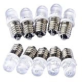 GutReise 10pcs E10 6V spot led birne lampen warm weiß + 10pcs e10 basis (6 v, Warm - weiß)