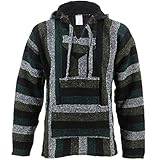 Kapuzenpullover / Hoodie, mexikanischer Stil: Baja-Jerga-Festival, Surfer- und Hippiestil, mintgrün Gr. Medium, grü