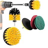 Bürstenaufsatz Bohrmaschine Set, 7 Stück Power Scrubber Reinigungsbürste, Drill Brush Attachment mit 5.9'' Verlängerungsstange zum Reinigen von Keramik, Marmor, Toilette, Küche, Bodenbelag