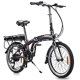 FAFREES EBike Faltbares Elektrofahrrad, 20 Zoll klappbares E-Bike 250W 7-Gang-Getriebe Abnehmbar 36V/10AH Lithium-Ionen-Akku 25km/h E-Bike fü