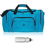 Elephant Sporttasche Damen Herren Color Big 55 cm 40 L Nassfach Reisetasche Sport Fitness Sauna Tasche groß 1296 + Trinkflasche (Lite Blue (Mittelblau))