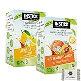 INSTICK | Zuckerfreies Instant-Getränk| 24-er Packung für 24 x 0,50 L + GRATIS Womanda Dextro Energy (Eistee Zitrone & Eistee Pfirsich)