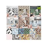 BETUGIFT 5PCS 3D Fliesenaufkleber Küche, Selbstklebende 3D Mosaik Fliesenaufkleber Bad Wasserdicht Fliesendekor Aufkleber Fliesensticker Bad Mosaik Bodenaufkleber 10x10cm (B, 5PC)