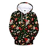 Loiy Herren Damen Ugly Weihnachten Hoodie Sweater Langarm Schneemann Drucken Pullover Kapuzen Sweatshirt Christmas Sweater Hooded Oberteile Lang