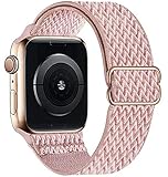 GBPOOT Solo Loop kompatibel mit Apple Watch Armband 38mm/40mm, geflochtenes Nylon Sport Ersatzarmband, für IWatch Serie SE/6/5/4/3/2/1,Rosa Pink,38/40