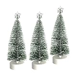 Harilla 3Pcs Miniatur Weihnachtsbäume Dekorationen Dekor Vorbeleuchtete Tischdekoration Mattierte Sisalbäume - 3 Stück L