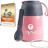 MALINA® Thermobehälter für Essen MyMeal 450ml, Warmhaltebehälter Essen, Thermo Lunchbox, Thermobecher Essen, Babybrei, Edelstahl mit Löffel & GRATIS Ersatzdichtung,