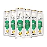 Pantene Pro-V Glatt & Seidig Shampoo Für Widerspenstiges Haar, 6er Pack (6 x 300 ml), Shampoo Damen, Haarpflege Glanz, Anti-Frizz Shampoo, Ohne Silikon, Beauty