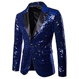 erthome1 Herren Slim Fit Sakko Blazer Anzug Mode Blitzende Shiny Pailletten Smokingjacke Casual Lässige EIN Knopf Blazerjacken Freizeitanzug für Hochzeit Abschlussball in vielen Farben, Größ