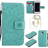 für Samsung Galaxy S5 Mini Geprägte Muster Handy PU Leder Silikon Schutzhülle Handy case Book Style Portemonnaie Design für Samsung GalaxyS5 Mini + Schlüsselanhänger（/*18） (1)