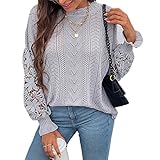 ZDDHOODY Damen Strickpullover V-Ausschnitt Einfarbige Langarmshirt Lockere Pullover Oberteile Tops Pullover Sweater Langarm Winterjacke Sweatshirt Für Herbst und Winter Damen Winterp