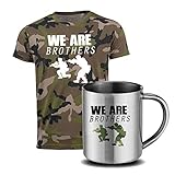 Stylx Design Set T-Shirt und Tasse, Edelstahl, Camouflage, We are Brotherst, für Airsoft, Jagd, Angeln, Krieger Gr. XXL, kak