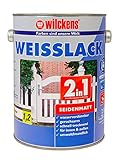 Weisslack 2in1 seidenmatt 2,5 l Lack weiß Innen Außen ca. 30 m² Lackfarbe Grundanstrich Deckanstrich Blauer Engel Disp