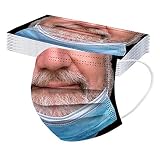 Rabbiter 10-100 Stück Einweg Erwachsene Mundschutz,3D Druck Lustig Bedruckt 3 lagig Mund und Nasenschutz Bandana Einmal Bunt MNS Halstuch Maske Staubdicht Atmungsaktiv Multifunk