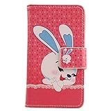 Lankashi PU Flip Leder Tasche Hülle Case Cover Schutz Handy Etui Skin Für Timmy M9 Core Dual 5' Happy Rabbit Desig