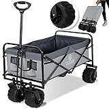 KESSER® Bollerwagen faltbar mit Breite Reifen Handwagen Transportkarre Gerätewagen | inkl. 2 Netztaschen | klappbar | Vollgummi-Reifen | transportwagen Gartenanhänger G