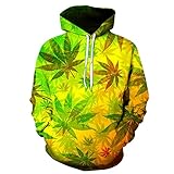 3D-gedruckter Weed Pullover Herren und Damen Blätter Kapuzenpullover Sweatshirt Casual Langarm Hooded Unisex Street Hooded, W1891, L