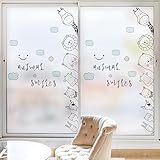 Window Film, Self-Adhesive,Opaque,Privacy Film with Static Adhesion,Frosted Glass Film,Ensterfolie Blickdicht,Fensterfolie Sichtschutz,Klebefolie Fenster,Anti-Uv,Cartoon,80x120