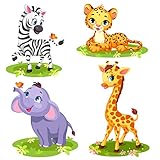 EmmiJules Wandtattoo Kinderzimmer Afrika Tiere 4er Set - in verschiedenen Größen erhältlich - Made in Germany - Elefant Giraffe Tiger Zebra Schmetterling Kinder Tiere Aufkleber Sticker (mittel)