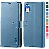 TUCCH iPhone XR Hülle, TPU Handyhülle [Schützt vor Stößen] [RFID Blocker] [Aufstellfunktion] [Kartenfach] [Magnetverschluss], Stoßfeste Klapphülle Lederhülle Kompatibel für iPhone XR (6,1) B