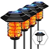 LED Solarleuchten Garten Außen,4 Stücke Solar Flammenlicht,2 Farben Beleuchtungsmodus mit Wasserdichte IP65,Auto Ein/Aus Solarlampen für Außen,Solarleuchte Balkon,Deko Garten,Hof,Weg