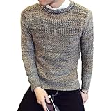 Capabes Herrenmode Colorblock Strickwaren Slim Fit Bequemer, vielseitiger, langärmliger Rundhals-Pullover für den Alltag XXL