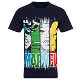 Marvel Comics - Herren T-Shirt mit Charakteren wie Iron Man/Thor - Offizielles Merchandise - Geschenk - Dunkelblau - XL