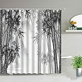 Chinesischer Stil Design Landschaft Bambus Tinte Malerei Duschvorhang Badezimmer Dekoration wasserdichtes Hintergrundtuch S.1 180x200