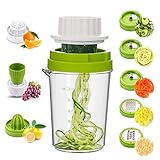 MENNYO Spiralschneider Gemüse 8 in 1, Gemüseschneider Spaghetti für Gemüsespaghetti, Zucchini, Karotten & Zwiebeln, Gemüsehobel mit Zitronenpresse Handpresse Zitruspresse für Zitronen,Orang