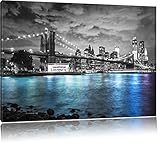 New York Skyline am Abend schwarz/weiß Format: 120x80 auf Leinwand, XXL riesige Bilder fertig gerahmt mit Keilrahmen, Kunstdruck auf Wandbild mit Rahmen, günstiger als Gemälde oder Ölbild, kein Poster oder Plak