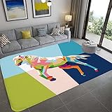Bereich Teppich Blaugrünes, Kreatives Tierpferd 3D Bedruckt Kurzflor Teppich Rutschfestes, Verschleißfestes für Flur Wohnzimmer Schlafzimmer Küche Dekoration Bodenmatte 160x230