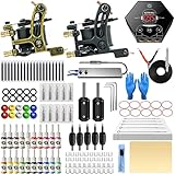 ITATOO Tattoo Maschine Set 2 Tattoomaschinen gemischte 50 Tattoo Nadeln und 20 Tätowier pigment EU Stecker Anfänger Tattoo Set (TK1000013)