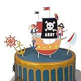 SUNBEAUTY Pirat Kuchendeko Piraten Kuchendeckel Tortenaufsatz Piratenparty für Geburtstag Junge (1 Pirat Kuchendeko)