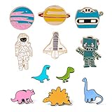 Anstecknadel Süße Anstecker Pins Cartoon Metall Brosche Nette Emaille Anstecknadel Für Kleidung Dinosaurier Abzeichen Brosche Planet Raum Broschen Für Taschen Jacken Zubehör DIY Handwerk 11 Stück