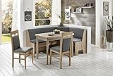Beauty.Scouts Möbel Top Collection Eckbankgruppe Vancouver II Sonoma Eiche Sägerau Dekor Komplettset Silbergrau Set 4teilig Tisch Truheneckbank 2 Stühle Küche E