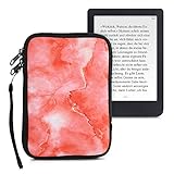 kwmobile Tasche für eReader - Neopren Hülle Schutzhülle Marmor Weiß Rot Orange - 17 x 12 x 2 cm Innenmaß