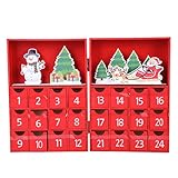 Hahepo Weihnachten Holzkalender Weihnachtkalender mit Schubladen Advent Countdown Kindergeschenke Candy Aufbewahrungsbox W