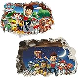 Kibi 2PCS Paw Patrol Wandtattoo Schlafzimmer Jungen Mädchen Große Kinder Paw Patrol Wandtattoo für Kinderzimmer Paw Patrol Wandaufkleber/Wandsticker Paw Patrol M