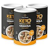 Tulipans Keto Nuss-Crunch Granola - Low Carb Knuspermüsli | 3 x 250 g | 80% weniger Kohlenhydrathe als herkömmliche Müslis | vegan | unterstützt ketogene Ernährung