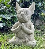 Clmcsf Meditierende Bulldogge Statue,Französischer Bullenhund Sitzender Skulptur, Hund Statue Harz Zen Tier Yoga Figur, Bull Dog Ornament Figuren, Hunde Dekor Figuren,Pet Dog D