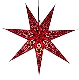 GURU SHOP Faltbarer Advents Leucht Papierstern, Weihnachtsstern 60 cm - Menora 7 Bordaux, Star Fensterdek