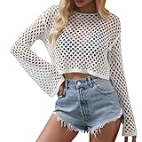 Damenmode Strickbluse Sweatshirtweste Ärmellose Tops Badeanzug Coverups T-Shirt Beachwear Bluse Strand Tanktop Shirt Elegant Weste Loose fit Oberteile (A-Weiß, XL)