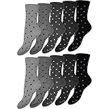 OCERA 10 Paar Damen Socken mit einfarbigem Punkte-Muster - Gr. 39-42