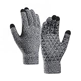 Winter Handschuhe Herren Damen Touchscreen Damen Warme Thermohandschuhe Strick Fingerhandschuhe Sport Warm und Winddicht Handschuhe für Skifahren R