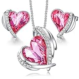 CDE Schmuckset Damen Geschenke für Frauen Halskette Ohrringe Kette Set, Weihnachten Valentinstag Muttertags Schmuck Geschenk Set Besetzt mit Steinen mit Geschenkbox, ldeales Geschenk zum Geburtstag