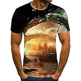 Starry Sky T-Shirt Herren Sommer Casual Herren T-Shirt Fun T-Shirt, D, XL